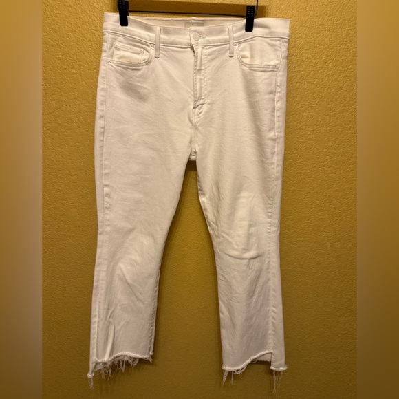 MOTHER Women's Cream Frayed Ankle Jeans size 33